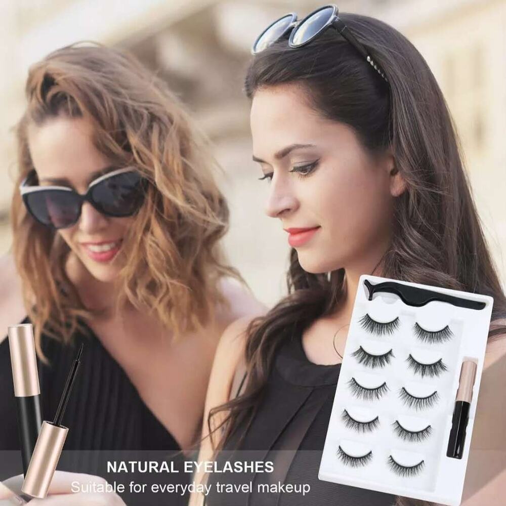 Liquid Eyeliner Magnetic False Eyelashes Set Five Pairs Of Glue-free Magnetic E